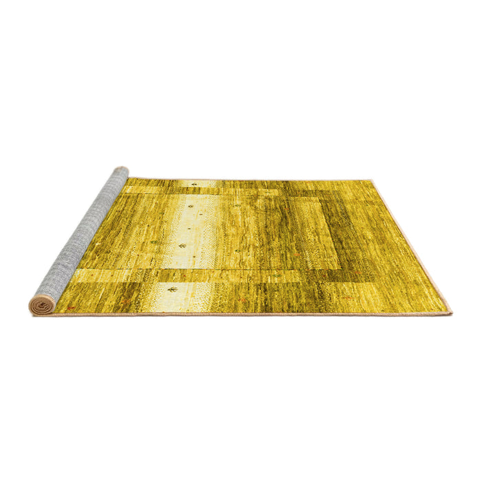 Sideview of Machine Washable Abstract Yellow Contemporary Rug, wshcon2861yw