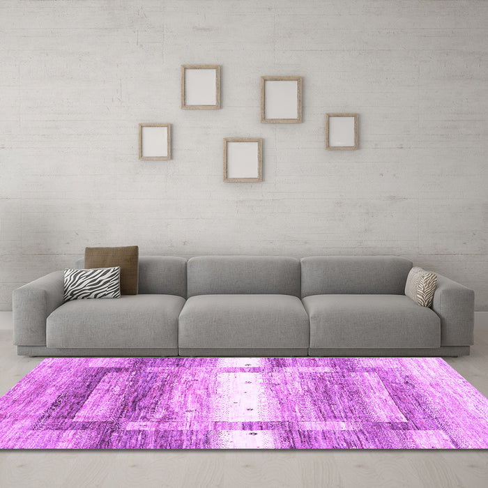 Machine Washable Abstract Purple Contemporary Area Rugs in a Living Room, wshcon2861pur