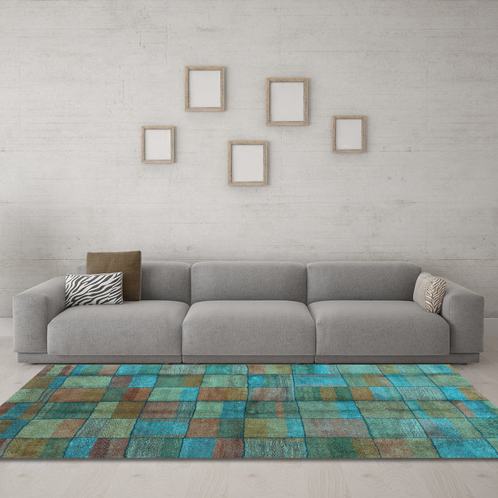 Machine Washable Abstract Light Blue Contemporary Rug in a Living Room, wshcon2862lblu