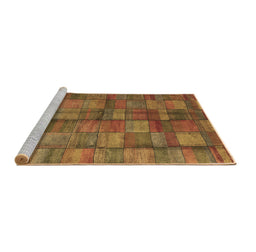 Sideview of Machine Washable Abstract Brown Contemporary Rug, wshcon2862brn