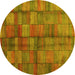 Round Abstract Yellow Contemporary Rug, con2862yw