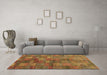 Machine Washable Abstract Brown Contemporary Rug in a Living Room,, wshcon2862brn