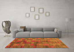 Machine Washable Abstract Orange Contemporary Area Rugs in a Living Room, wshcon2862org