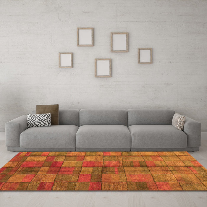 Machine Washable Abstract Orange Contemporary Area Rugs in a Living Room, wshcon2862org