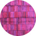 Round Machine Washable Abstract Pink Contemporary Rug, wshcon2862pnk