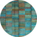 Round Machine Washable Abstract Light Blue Contemporary Rug, wshcon2862lblu