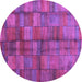 Round Abstract Purple Contemporary Rug, con2862pur