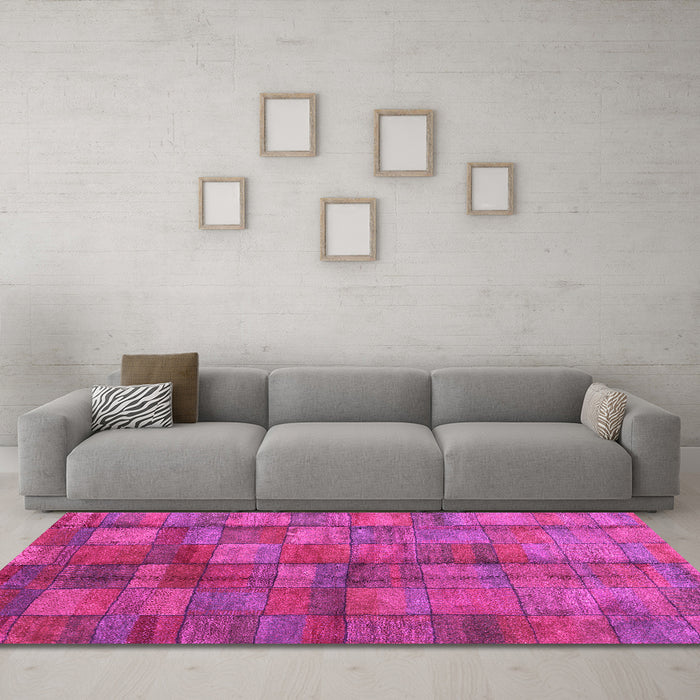Machine Washable Abstract Pink Contemporary Rug in a Living Room, wshcon2862pnk