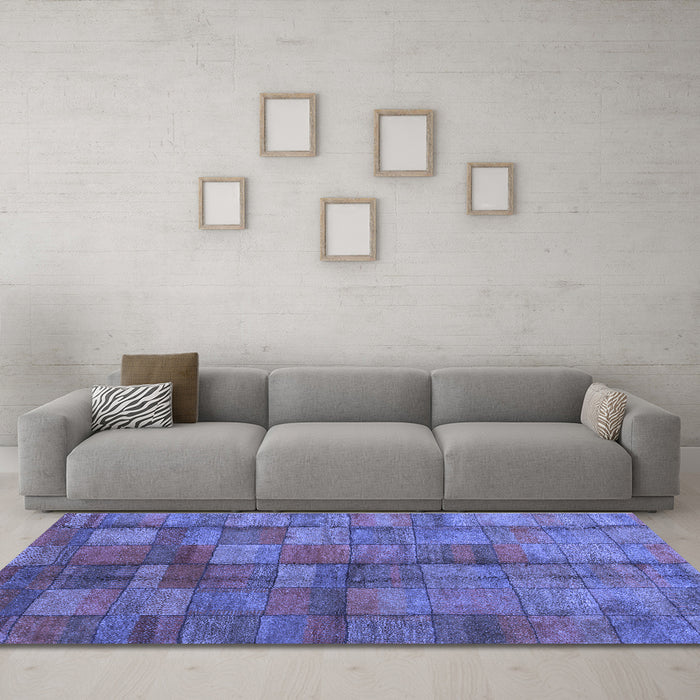 Machine Washable Abstract Blue Contemporary Rug in a Living Room, wshcon2862blu