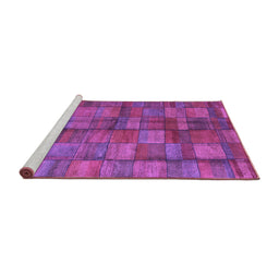 Sideview of Machine Washable Abstract Purple Contemporary Area Rugs, wshcon2862pur