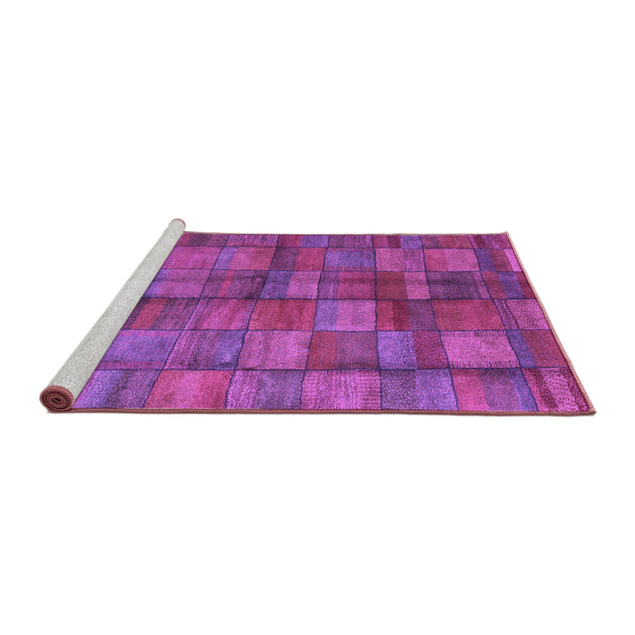 Sideview of Machine Washable Abstract Purple Contemporary Area Rugs, wshcon2862pur