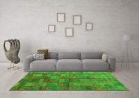 Machine Washable Abstract Green Contemporary Rug, wshcon2862grn