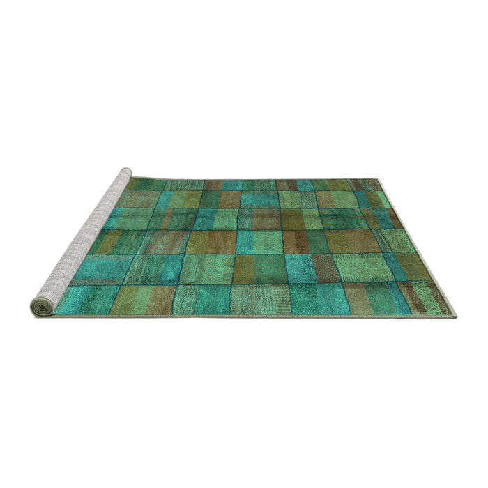 Sideview of Machine Washable Abstract Turquoise Contemporary Area Rugs, wshcon2862turq