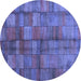 Round Abstract Blue Contemporary Rug, con2862blu