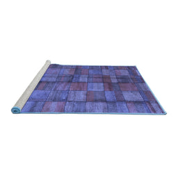 Sideview of Machine Washable Abstract Blue Contemporary Rug, wshcon2862blu