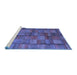 Sideview of Machine Washable Abstract Blue Contemporary Rug, wshcon2862blu