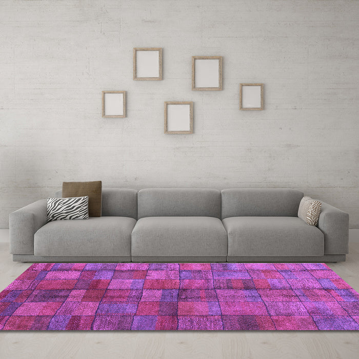 Machine Washable Abstract Purple Contemporary Area Rugs in a Living Room, wshcon2862pur