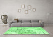 Machine Washable Patchwork Emerald Green Transitional Area Rugs in a Living Room,, wshcon2863emgrn