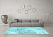 Machine Washable Patchwork Light Blue Transitional Rug in a Living Room, wshcon2863lblu