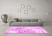 Machine Washable Patchwork Pink Transitional Rug in a Living Room, wshcon2863pnk