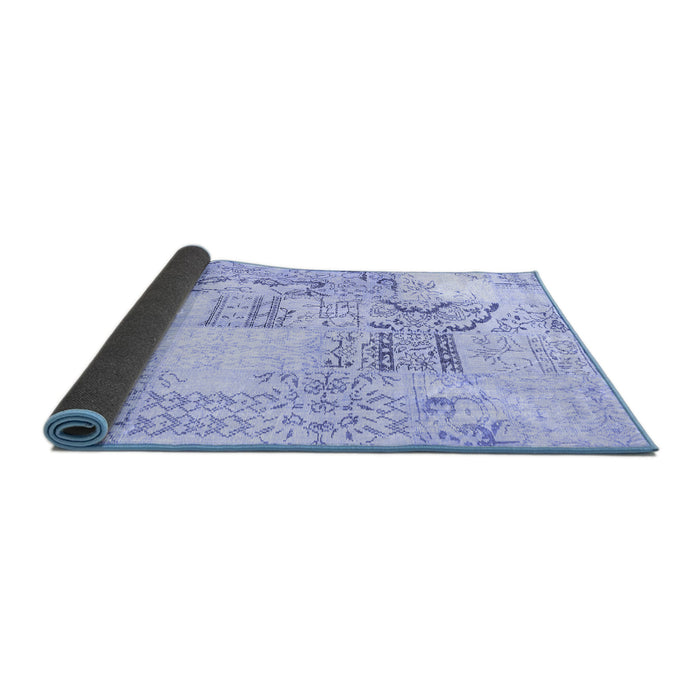 Sideview of Patchwork Blue Transitional Rug, con2863blu