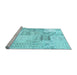 Sideview of Machine Washable Patchwork Light Blue Transitional Rug, wshcon2863lblu