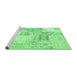 Sideview of Machine Washable Patchwork Emerald Green Transitional Area Rugs, wshcon2863emgrn