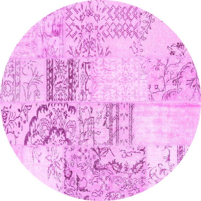 Round Patchwork Pink Transitional Rug, con2863pnk