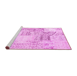 Sideview of Machine Washable Patchwork Pink Transitional Rug, wshcon2863pnk