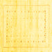 Square Machine Washable Solid Yellow Modern Rug, wshcon2864yw