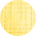 Round Solid Yellow Modern Rug, con2864yw