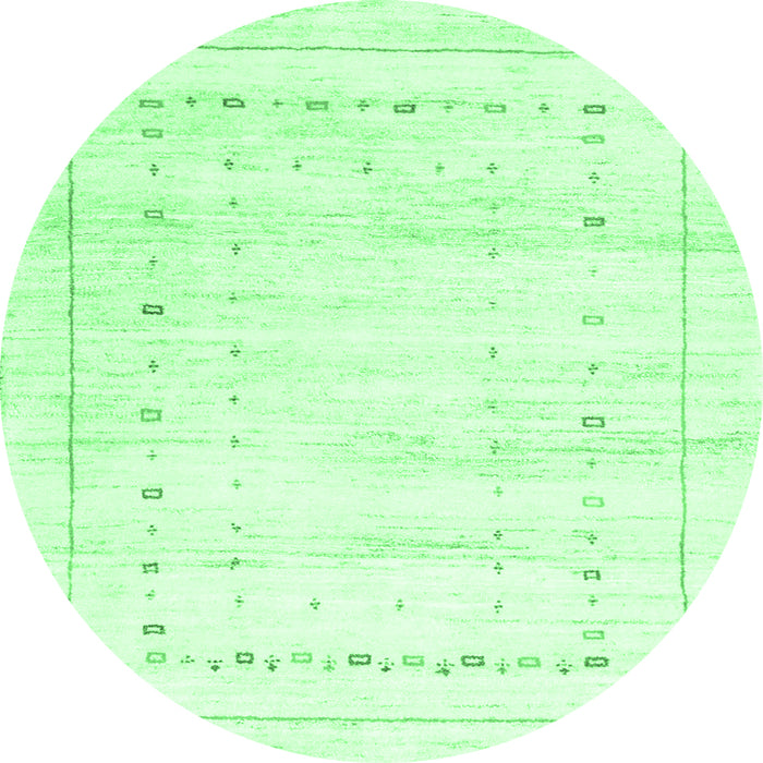 Round Machine Washable Solid Emerald Green Modern Area Rugs, wshcon2864emgrn