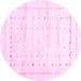 Round Machine Washable Solid Pink Modern Rug, wshcon2864pnk