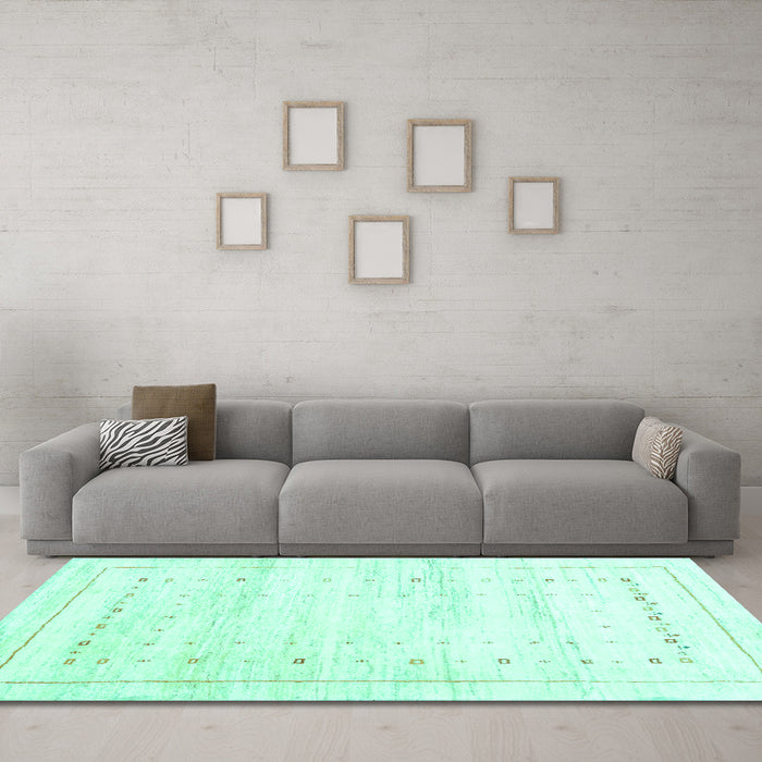Machine Washable Solid Turquoise Modern Area Rugs in a Living Room,, wshcon2864turq