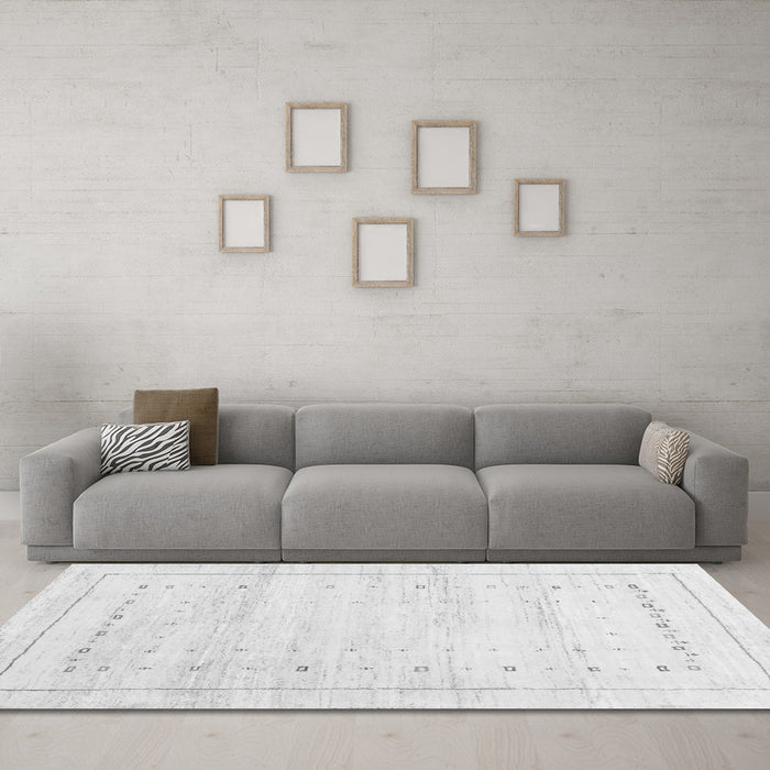 Machine Washable Solid Gray Modern Rug in a Living Room,, wshcon2864gry