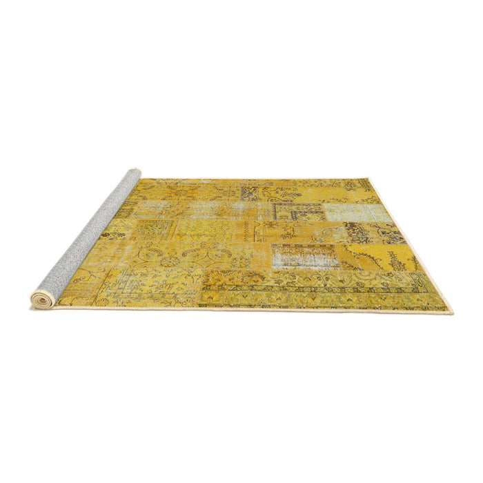 Serging Thickness of Machine Washable Contemporary Yellow Rug, wshcon2865