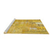 Serging Thickness of Machine Washable Contemporary Yellow Rug, wshcon2865