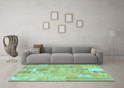 Machine Washable Patchwork Light Blue Transitional Rug in a Living Room, wshcon2865lblu