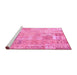 Sideview of Machine Washable Patchwork Pink Transitional Rug, wshcon2865pnk