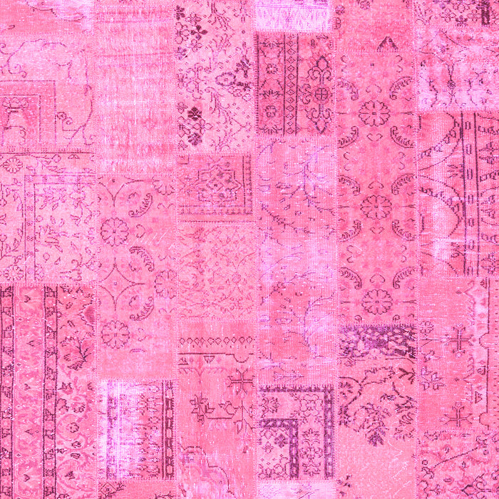 Machine Washable Patchwork Pink Transitional Rug, wshcon2865pnk
