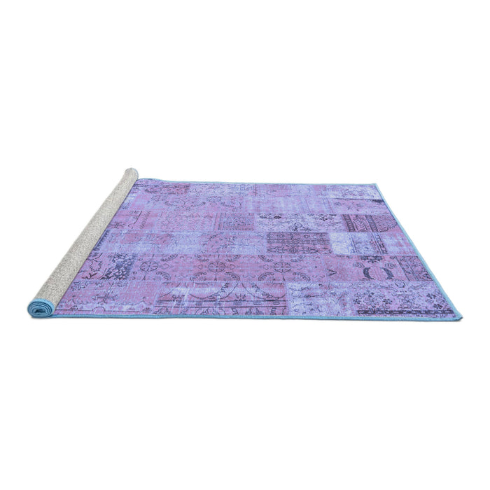 Sideview of Machine Washable Patchwork Blue Transitional Rug, wshcon2865blu