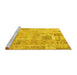 Sideview of Machine Washable Patchwork Yellow Transitional Rug, wshcon2865yw