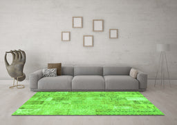 Machine Washable Patchwork Green Transitional Area Rugs in a Living Room,, wshcon2865grn