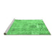 Sideview of Machine Washable Patchwork Emerald Green Transitional Area Rugs, wshcon2865emgrn