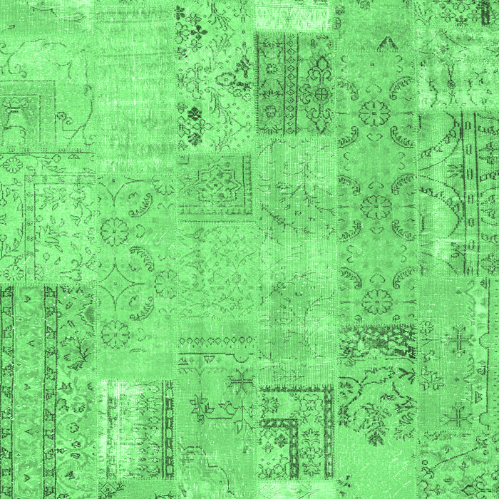 Machine Washable Patchwork Emerald Green Transitional Area Rugs, wshcon2865emgrn