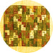 Round Machine Washable Solid Yellow Modern Rug, wshcon2866yw