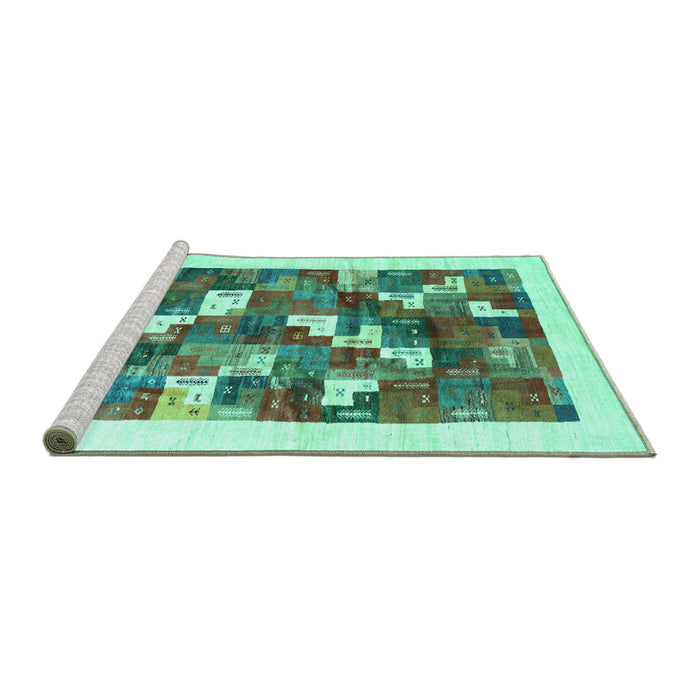 Sideview of Machine Washable Solid Turquoise Modern Area Rugs, wshcon2866turq