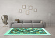 Machine Washable Solid Turquoise Modern Area Rugs in a Living Room,, wshcon2866turq