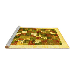 Sideview of Machine Washable Solid Yellow Modern Rug, wshcon2866yw