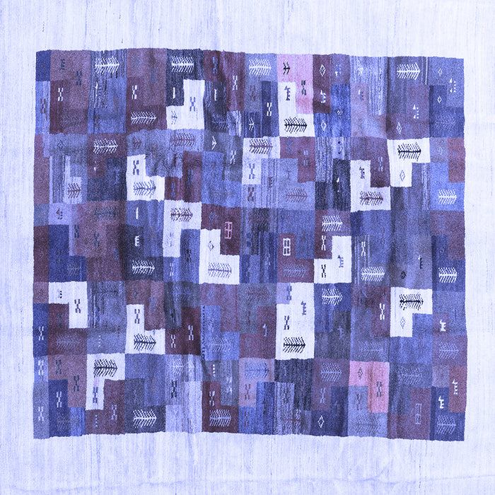 Square Solid Blue Modern Rug, con2866blu
